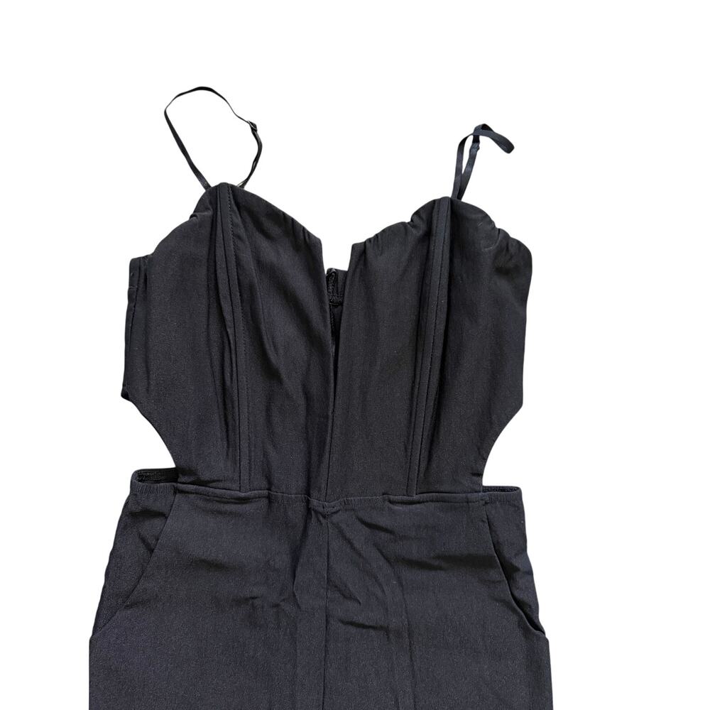 Nasty Gal Midnight Run Cut Out Jumpsuit Bodycon Black Medium EUC - Picture 4 of 9